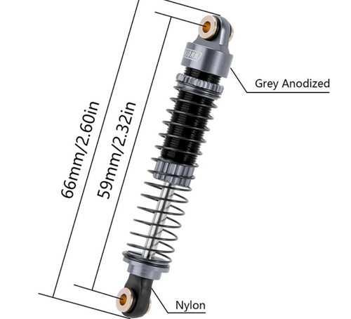 INJORA 59mm Long Threaded Oil Shocks for 1/18 Redcat Ascent-18  INJASC18-10GL-4