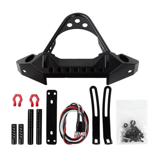 INJORA Black Metal Front Bumper with Lights for TRX4 SCX10 & SCX10 CRAW2017131