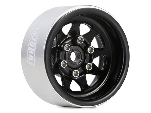 INJORA 1.0" Negative Offset 3.78mm Deep  Dish Stamped Steel Wheels YQW-1004BK