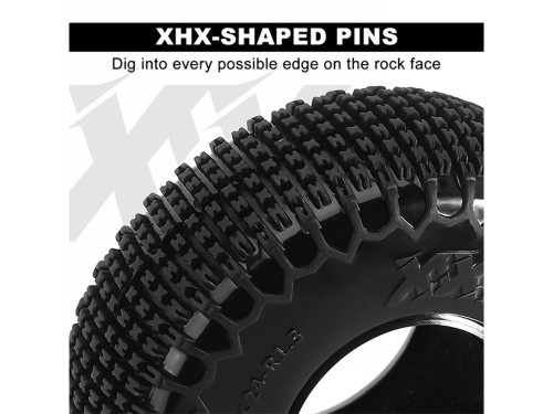 INJORA 1.3" 72*24mm XHX Pin Tires Set Of 4 72 * 24mm, S5 Compound Black (T1321)