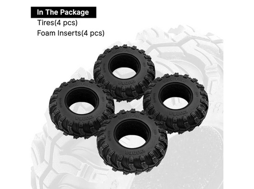 INJORA 1.3" 64*24mm Mud Paw M/T Tires for 1/24 1/18 RC Crawlers Black (T1324)