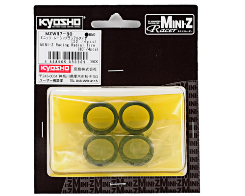 Kyosho Mini-Z 8.5mm Racing Radial Tire Set of 4 Black 30 Shore (KYOMZW37-30)