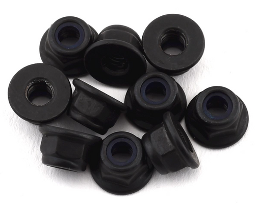 Team Losi Racing M4 Flanged Lock Nuts Set Of 10 Serrated Grip Black (TLR245017)