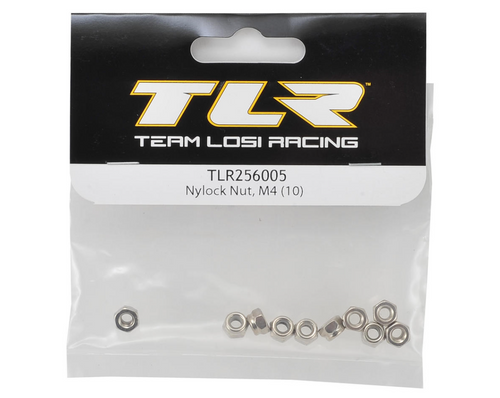 Team Losi Racing M4 Nylock Nut Set Of 10 Non-Flanged Design Steel (TLR256005)