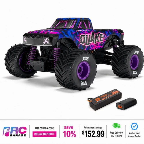 Arrma Quake Grom 4x4 1/16 RTR Brushed Monster Truck Purple w/SLT2 (ARA2137T3)
