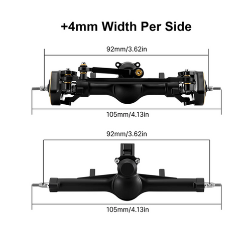 INJORA +4mm Nylon Planet Axles with Double Joint Shafts for 1/24 SCX24-195BKFR