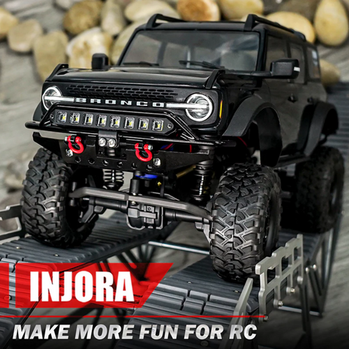 INJORA CNC Aluminum Front Rear Bumpers V2 for 1/18 TRX4M Bronco Black (4M-43FR)