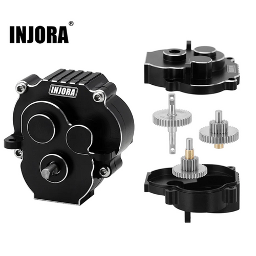INJORA CNC Aluminum Complete Transmission Anodized for 1/18 TRX4M (4M-55UD-BK)