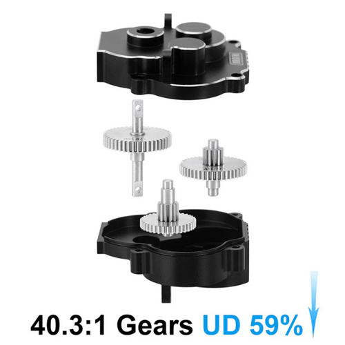 INJORA CNC Aluminum Complete Transmission Anodized for 1/18 TRX4M (4M-55UD-BK)