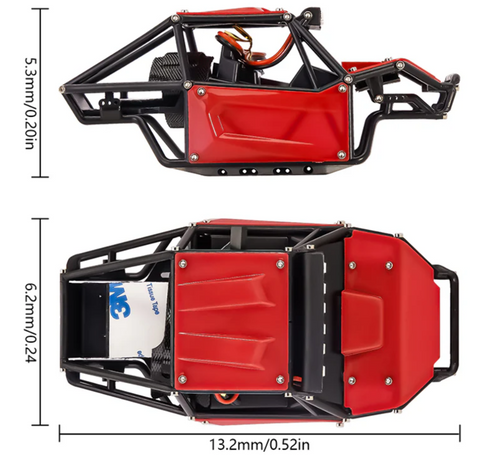 INJORA Nylon Rock Buggy Body for 1/24 SCX24 Red Unassembled Kit SCX24-155RD