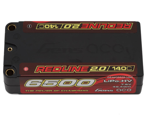 7.6V 6500mAh 2S 140C Redline 2.0 LiHV Hardcase Battery: 5.0mm Bullet