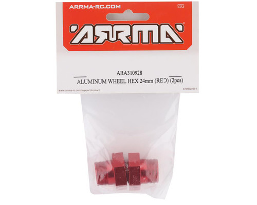 Aluminum Wheel Hex, 24mm, Red (2)