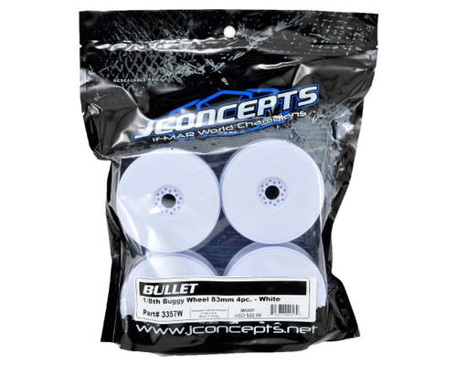JConcepts Bullet 83mm 1/8th Buggy Wheel White Set of 4 Lightweight JCO3357W