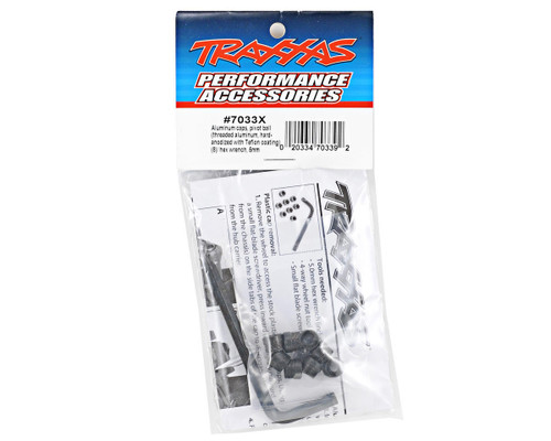 Traxxas Aluminum Pivot Ball Cap Set With Tool Hard-Anodized Set Of 8 (TRX7033X)