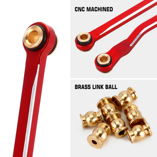 INJORA CNC Aluminum High Clearance Links Set Red 1/18 TRX4M High Trail 4M-73RD