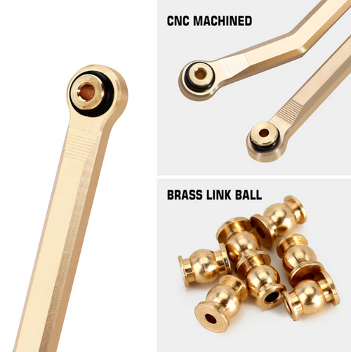 INJORA 8PCS 37g Heavy Brass High Clearance Chassis 4 Links Set for JLU SCX24-126