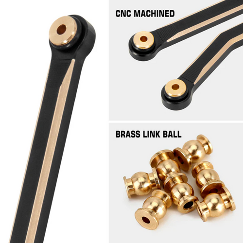 INJORA 8PCS Black Brass High Clearance Links Set for 1/24 Axial SCX24-164BK