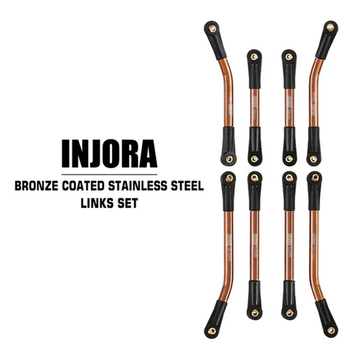 INJORA 8PCS Stainless Steel High Clearance 4 Links Set for C10 JLU SCX24-90BO