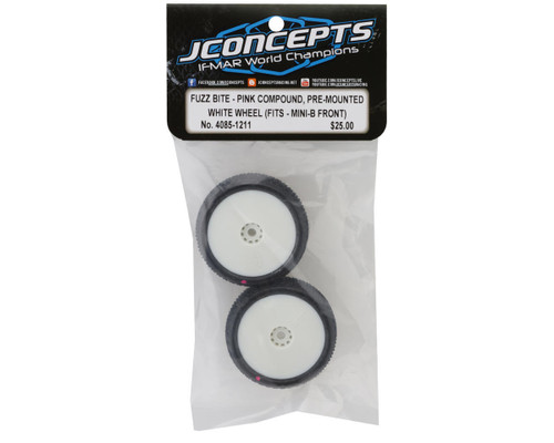 JConcepts Mini-B Fuzz Bite Pre-Mounted Front Tires White 2Pcs Pink JCO4085-1211