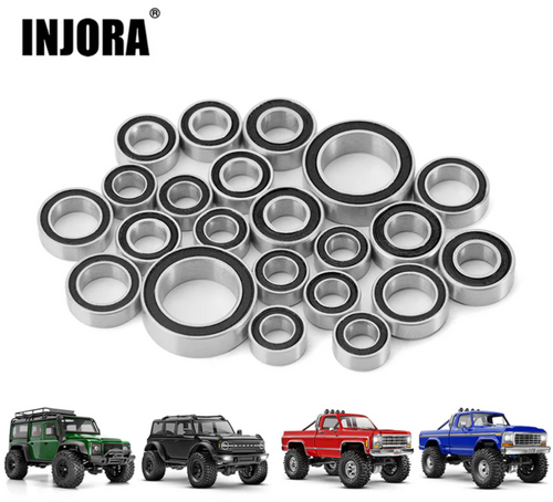 INJORA Sealed Steel Bearing Kit 22 Pc Dustproof Design for 1/18 TRX4M TRX4M-03BK