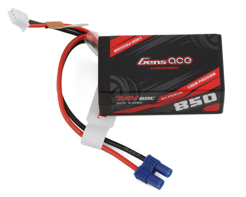 7.4V 850mAh 2S 60C Hardcase LiPo Battery: EC2