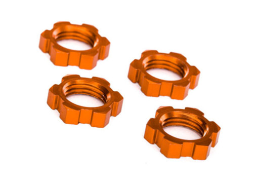 Traxxas Serrated 17 mm Orange Aluminum Splined Wheel Nuts (4) (7758T)