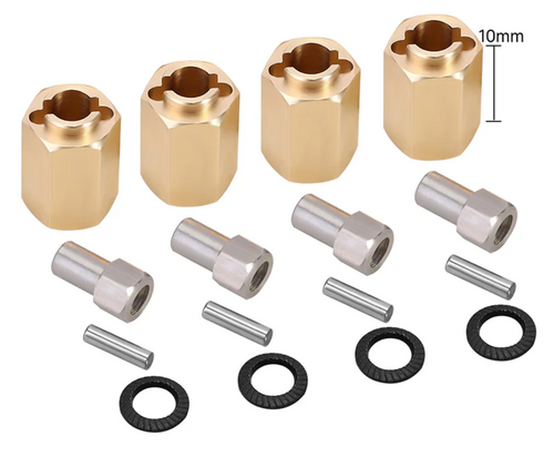 INJORA 4PCS 5/6/7/10mm Brass Wheel Hex Hub Extenders for 1/18 TRX4M (4M-02-10)