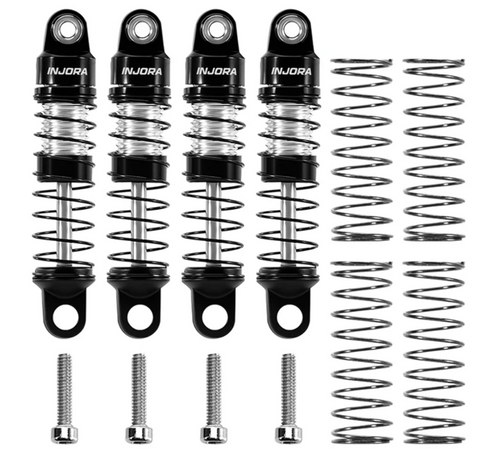 Injora Axial SCX30 26mm Pre-Assembled Aluminum Shock Set Of 4 Black SCX30-08BS