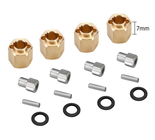 INJORA 4PCS 5/6/7/10mm Brass Wheel Hex Hub Extenders for 1/18 Upgrade TRX4M-02-6