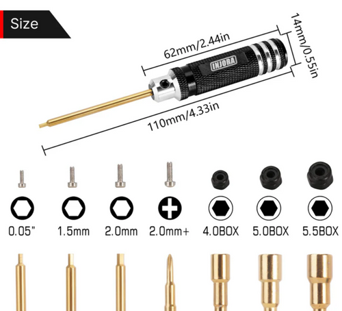 INJORA 7PCS Short Handle Hex Screwdriver Nut Driver Tools Kit 1/18 Tool-LSD47