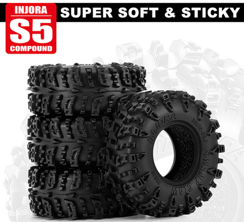 Injora Axial SCX30 0.7" Swamp Claw Micro Rock Crawler Tires 4 36mm OD (T7019)