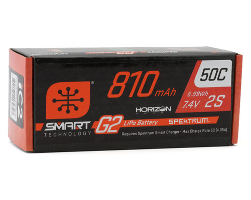 Spektrum RC 2S 50C Smart G2 LiPo Battery w/IC2 Connector 7.4V/810mAh SPMX812SH2