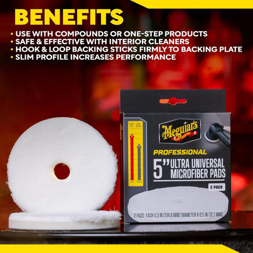 Meguiar's 5" Ultra Universal Microfiber Pads For Cutting of Paint Defects M5MFP2