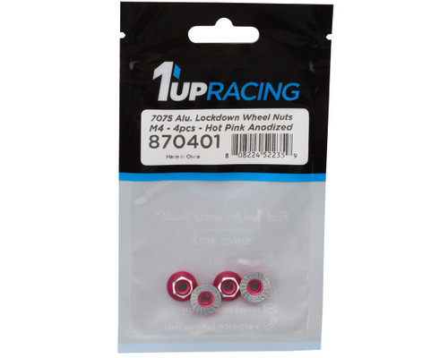 1UP Racing 4mm "Lockdown" Serrated Aluminum Wheel Nuts Hot Pink 4 (1UP870401)