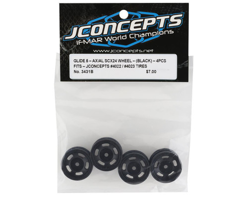 JConcepts Axial SCX24 Glide 1.0" 1/24 Crawler Wheels Black 4 w/7mm Hex JCO3431B