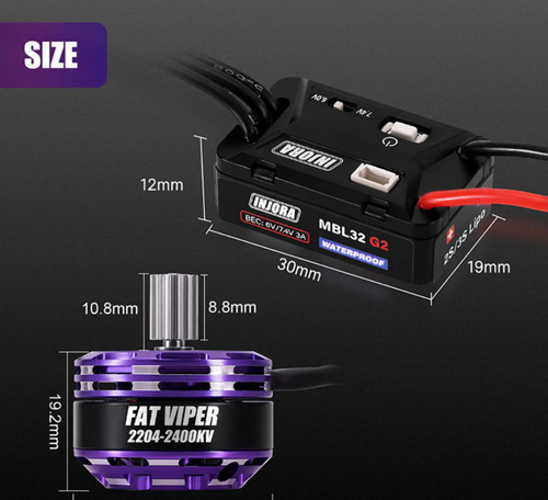 INJORA MBL32 G2 Waterproof Brushless ESC & 2204 Fat Viper Motor MBL32G2-INM18