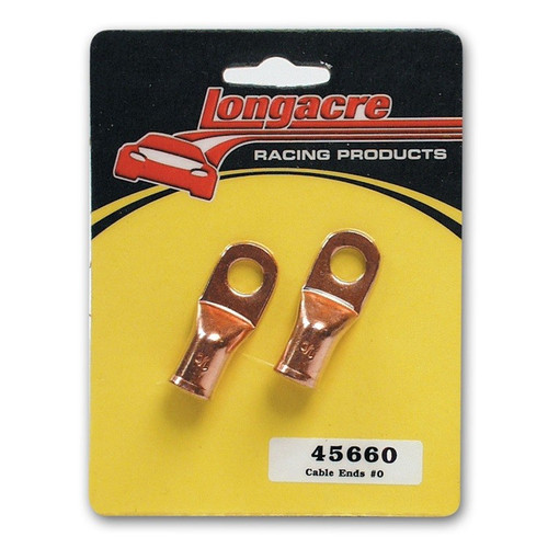 Longacre 45660 Battery Cable Ends (pair) Copper Eyelet High-Conductivity Alloy