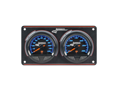 Longacre 52-44560 Elite Waterproof Gauge Panel 2 Gauge Oil Pressure/Water Temp
