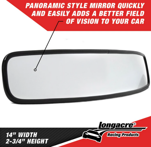 Longacre 22534 14" Wide Angle Mirror Kit Short Brackets Panoramic Black anodized