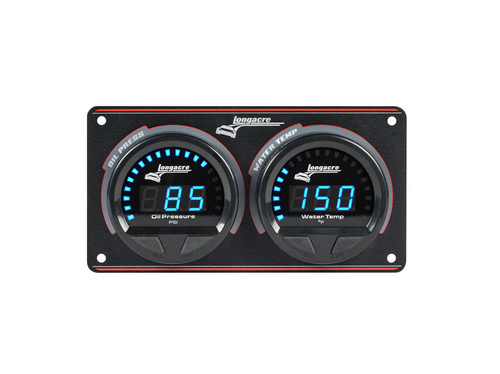 Longacre 44660 Elite LED Waterproof Gauge Panel 2 Gauge Oil Pressure/Water Temp