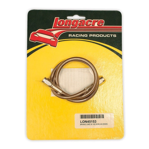 Longacre 45153 Brake line - 22" #3 w/ #3 AN Both Ends Stainless Steel Braided