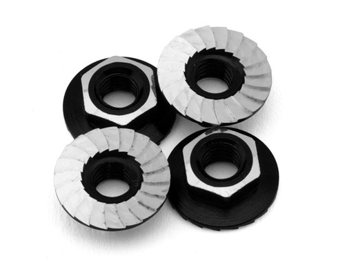 1UP Racing 4mm "Lockdown" Serrated Aluminum Wheel Nuts Black 4 Pack 1UP870001