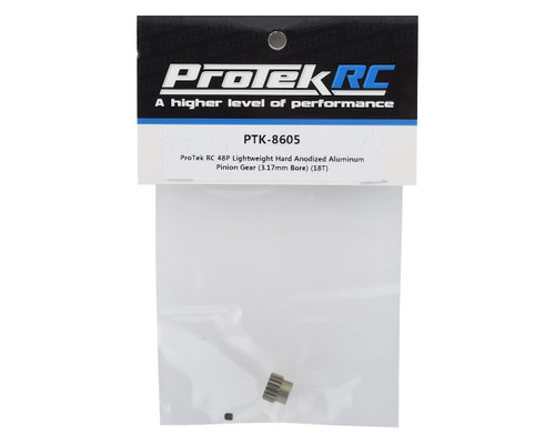 ProTek RC 48P Lightweight Hard Anodized Aluminum Pinion Gear 3.17mm 18T PTK-8605