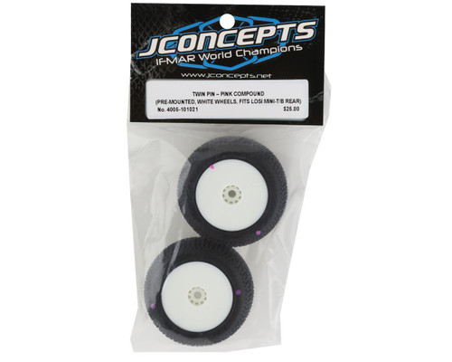JConcepts Mini-B/Mini-T Twin Pin Pre-Mounted Rear Tires White Pink JCO4005101021