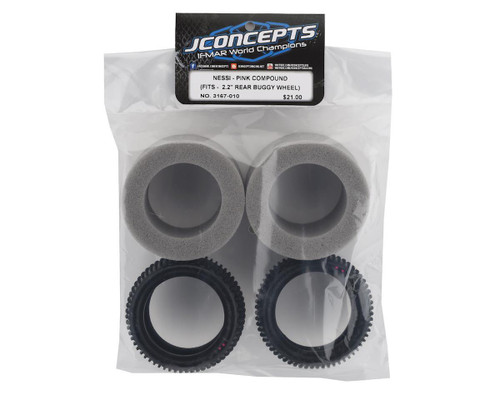 JConcepts Nessi 2.2" Rear Buggy Carpet Tires Low-profile Set 2 Pink JCO3167010