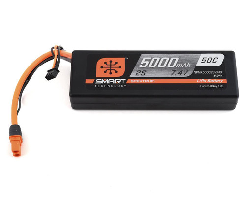 Spektrum RC 2S Smart LiPo Hard Case 50C Battery Pack 7.4V/5000mAh SPMX50002S50H3
