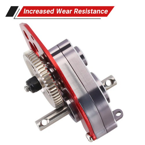 INJORA CNC Aluminum Complete Transmission Gearbox Red for Axial AX24 SCX24-130RD