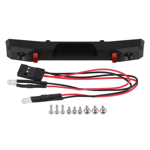 INJORA CNC Aluminum Rear Bumper W/ Lights for SCX24 Jeep Wrangler JLU SCX24-149R