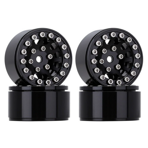 INJORA 1.0" 12-Spokes Beadlock Wheels for Micro Crawlers W1049 Black SCX24-49BK