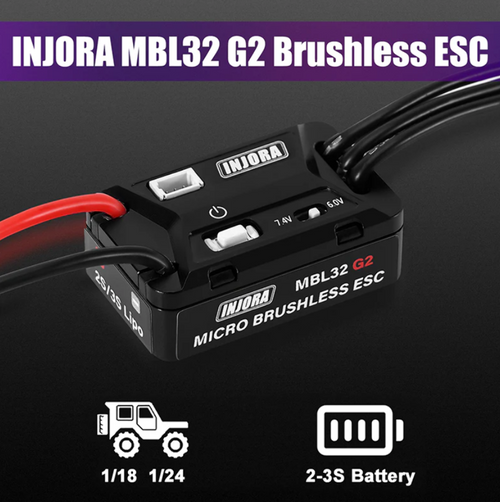 INJORA MBL32 G2 Waterproof Micro Brushless ESC 1/18 TRX4M Ascent18 MBL32-G2-USB